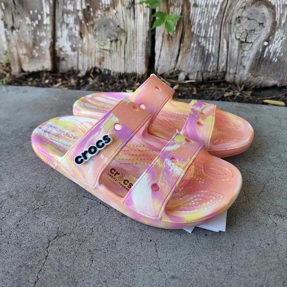 Crocs Marbeled Classic Slides M5/W7 - Picture 1 of 6